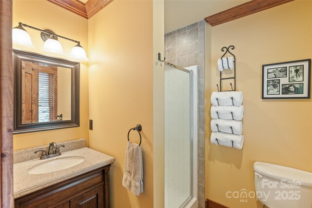 1283 Leafstone Cir, Sylva, NC 28779 - full bathroom with vanity, a shower stall, and toilet