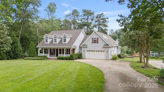 9372 Island Point Rd, Sherrills Ford, NC 28673 - cape cod home featuring covered porch, a front lawn, driveway, and roof with shingles