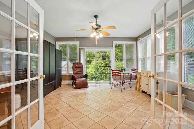 7725 Whitmire Ln, Mint Hill, NC 28227 - sunroom with tile patterned flooring and french doors