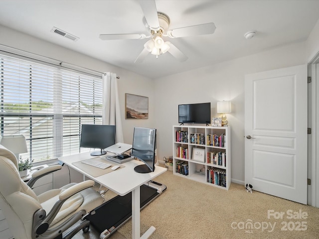1061 Woodglen Ln, Matthews, NC 28104 - carpeted office space featuring a ceiling fan