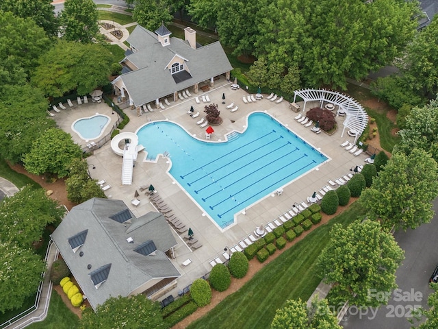 1061 Woodglen Ln, Matthews, NC 28104 - aerial view of a pool area