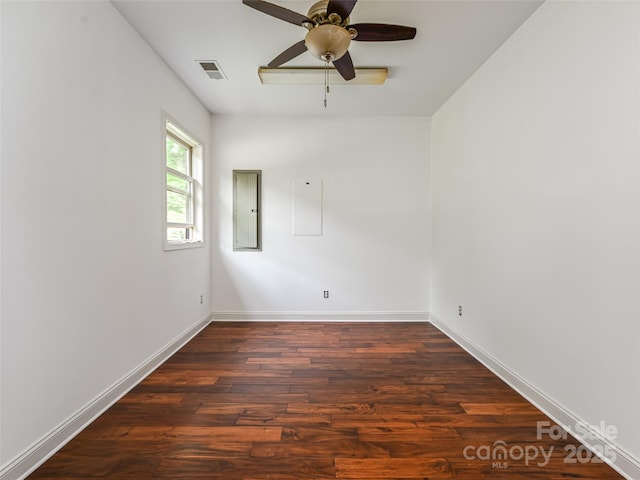 110 Village Pointe Ln, Asheville, NC 28803 - empty room with electric panel, wood finished floors, and ceiling fan