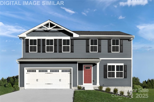10108 Florentine Way, Charlotte, NC 28214 - view of front of house with an attached garage, concrete driveway, and a front yard