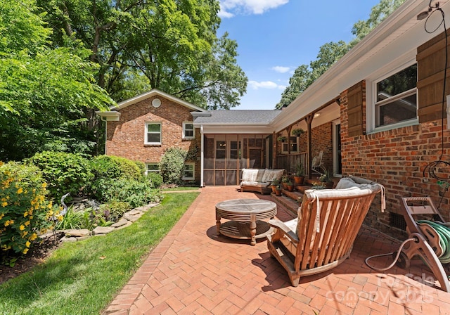 1226 Tarrington Ave, Charlotte, NC 28205 - view of patio / terrace featuring a sunroom and an outdoor hangout area