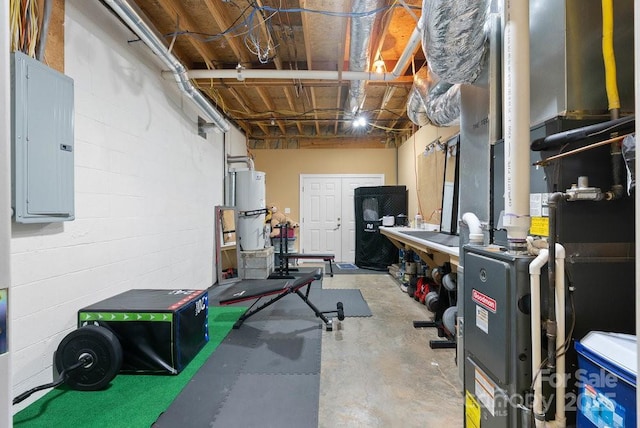 134 Brightmore Cir, Rutherfordton, NC 28139 - below grade area with electric panel and water heater