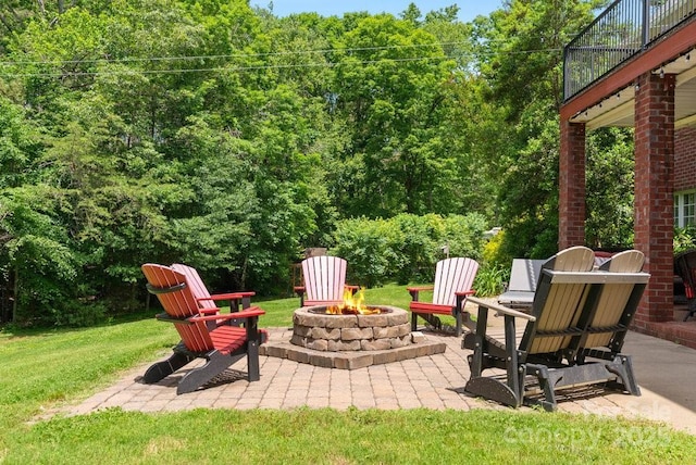 134 Brightmore Cir, Rutherfordton, NC 28139 - view of patio / terrace featuring a fire pit