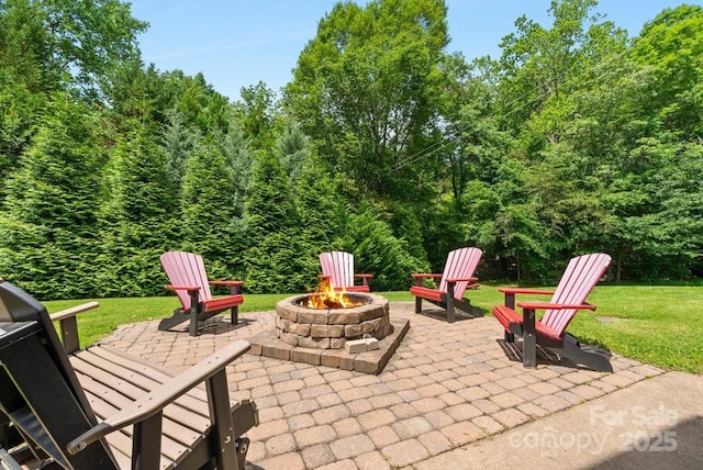 134 Brightmore Cir, Rutherfordton, NC 28139 - view of patio / terrace featuring a fire pit