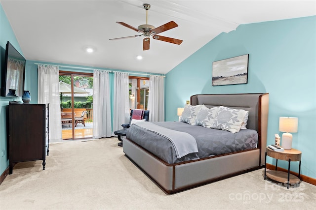 1201 Cliffspring Ct, Winston Salem, NC 27104 - bedroom with access to exterior, carpet floors, baseboards, recessed lighting, and a ceiling fan