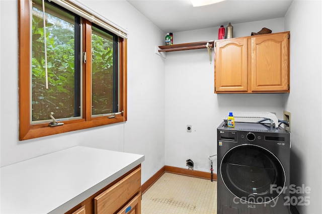 1201 Cliffspring Ct, Winston Salem, NC 27104 - washroom with washer / dryer, cabinet space, baseboards, and tile patterned flooring