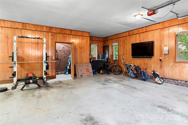 1201 Cliffspring Ct, Winston Salem, NC 27104 - garage featuring wood walls and a garage door opener