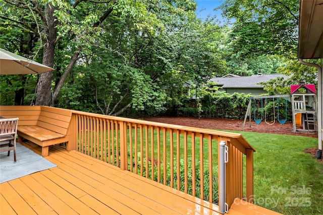 1201 Cliffspring Ct, Winston Salem, NC 27104 - wooden deck with a playground and an outdoor hangout area
