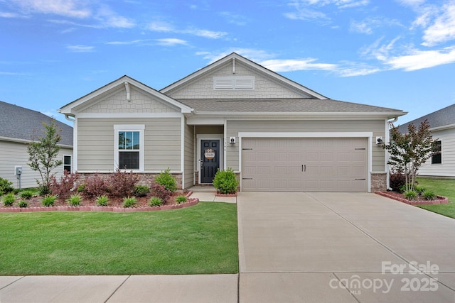 1344 Sweet Pea St, Monroe, NC 28110 - view of front facade featuring driveway, a front yard, and a garage