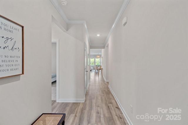 1344 Sweet Pea St, Monroe, NC 28110 - hall with crown molding, light wood finished floors, and baseboards