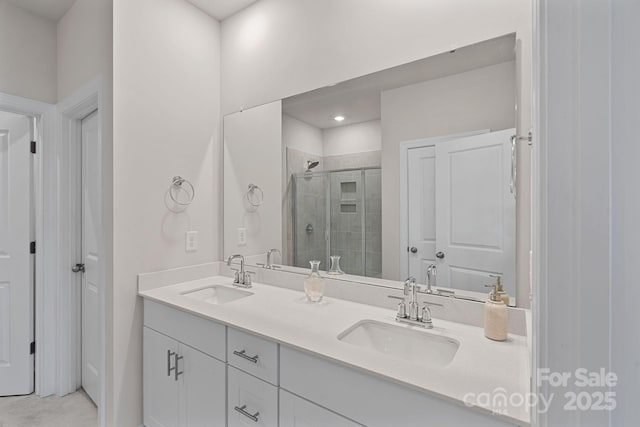 1344 Sweet Pea St, Monroe, NC 28110 - bathroom featuring double vanity and a stall shower