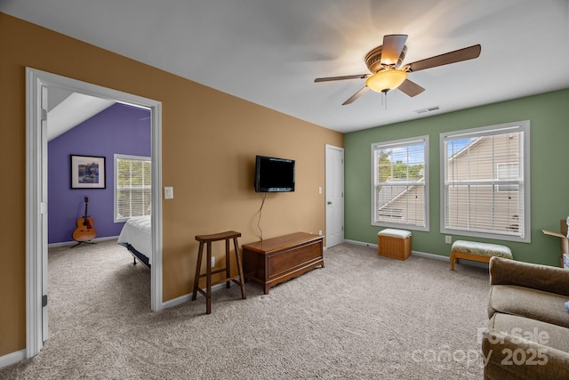 10703 Back Ridge Rd, Charlotte, NC 28277 - carpeted living area with a ceiling fan and baseboards