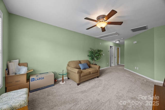 10703 Back Ridge Rd, Charlotte, NC 28277 - sitting room featuring ceiling fan, carpet flooring, and baseboards