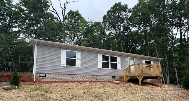 3162 Bear Trail Dr, Lenoir, NC 28645 - view of front of house featuring crawl space, a deck, and stairs