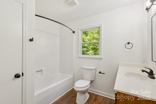 3090 Goblet Rd, Richburg, SC 29729 - full bath featuring vanity, baseboards, toilet, wood finished floors, and bathing tub / shower combination