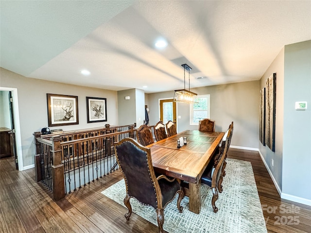 171 View Ridge Parkway, Leicester, NC 28748 - dining room featuring baseboards, dark wood-type flooring, recessed lighting, and a textured ceiling