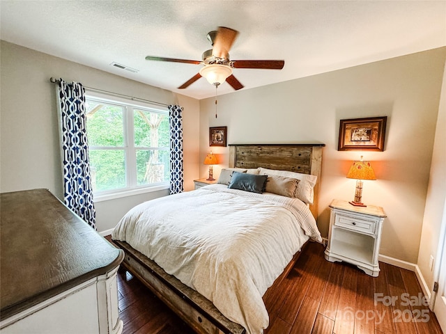 171 View Ridge Parkway, Leicester, NC 28748 - bedroom featuring baseboards, dark wood-type flooring, and ceiling fan