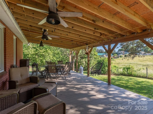 78 Hardin Ln, Clyde, NC 28721 - view of patio / terrace with outdoor dining space and a ceiling fan