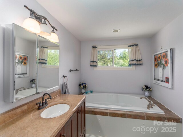 78 Hardin Ln, Clyde, NC 28721 - bathroom with vanity, a bath, and plenty of natural light
