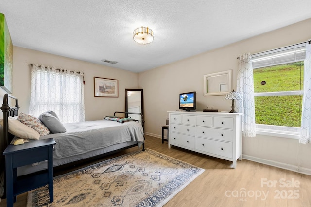 122 Pratt St, Belmont, NC 28012 - bedroom featuring light wood finished floors, baseboards, multiple windows, and a textured ceiling