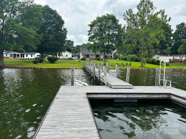 4574 Ivy Run Ln, Denver, NC 28037 - dock featuring a water view, a yard, and view of scattered trees