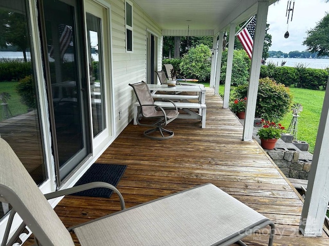 4574 Ivy Run Ln, Denver, NC 28037 - wooden porch with a water view