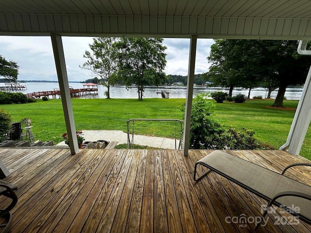 4574 Ivy Run Ln, Denver, NC 28037 - wooden deck featuring a water view and a yard