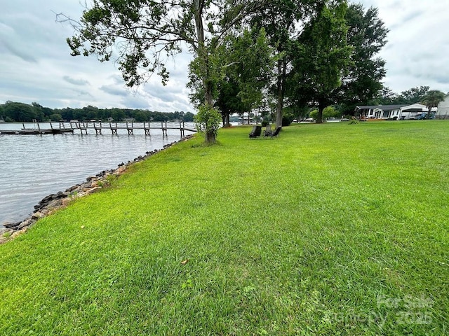 4574 Ivy Run Ln, Denver, NC 28037 - view of grassy yard with a water view and a boat dock