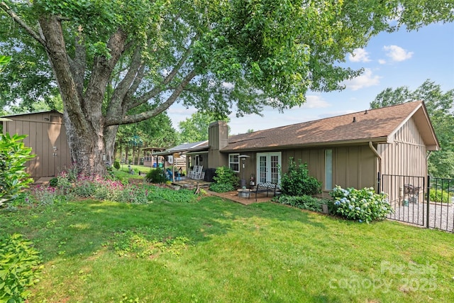 16 Fieldstone Ct, Arden, NC 28704 - view of yard featuring french doors, a patio, and a storage shed
