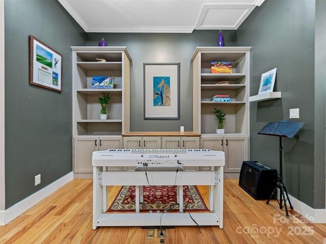 105 Blackberry Ln, Fairview, NC 28730 - office area featuring light wood-type flooring, baseboards, and crown molding