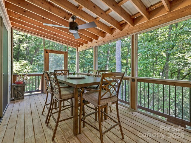 105 Blackberry Ln, Fairview, NC 28730 - sunroom featuring outdoor dining area and a ceiling fan