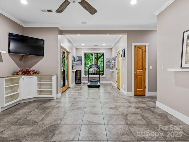 105 Blackberry Ln, Fairview, NC 28730 - hall featuring baseboards, recessed lighting, and ornamental molding