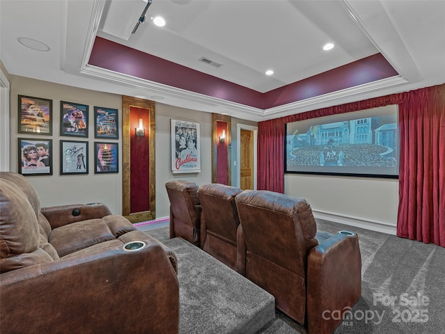 105 Blackberry Ln, Fairview, NC 28730 - carpeted home theater room featuring a tray ceiling