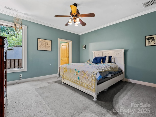 105 Blackberry Ln, Fairview, NC 28730 - carpeted bedroom with baseboards, crown molding, and a ceiling fan