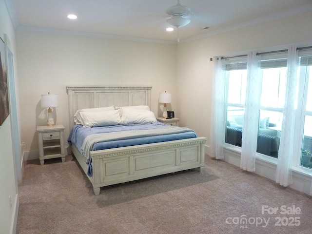 1311 Stonecroft Ln NW, Concord, NC 28027 - bedroom featuring crown molding, light carpet, and recessed lighting