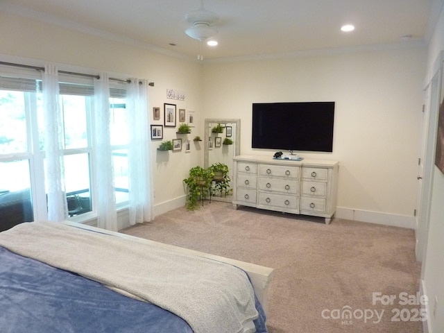 1311 Stonecroft Ln NW, Concord, NC 28027 - bedroom featuring ornamental molding, multiple windows, carpet flooring, baseboards, and recessed lighting