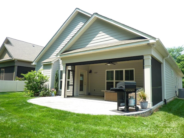 1311 Stonecroft Ln NW, Concord, NC 28027 - back of house with ceiling fan, a patio area, and central air condition unit