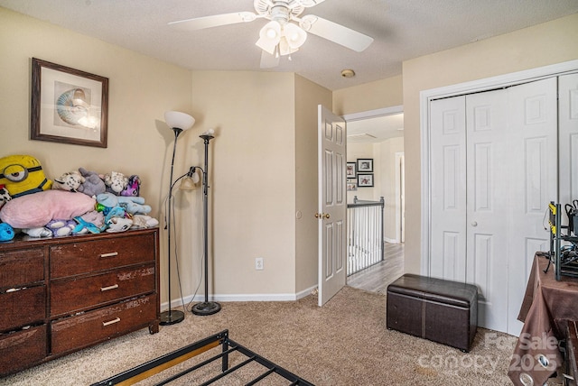 203 Alyssum Ct, Myrtle Beach, SC 29579 - bedroom featuring carpet flooring, a ceiling fan, a closet, and baseboards