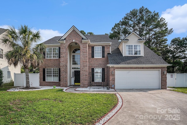 203 Alyssum Ct, Myrtle Beach, SC 29579 - view of front of property with driveway, brick siding, a garage, and a shingled roof