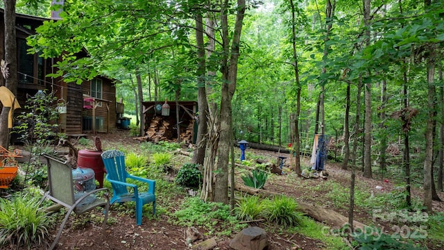 2951 Evergreen Trl, Vale, NC 28168 - view of yard featuring a forest view