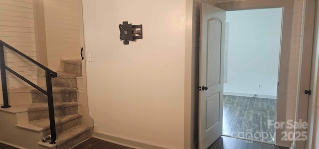 804 N Main St, Oakboro, NC 28129 - stairway with wood finished floors and baseboards