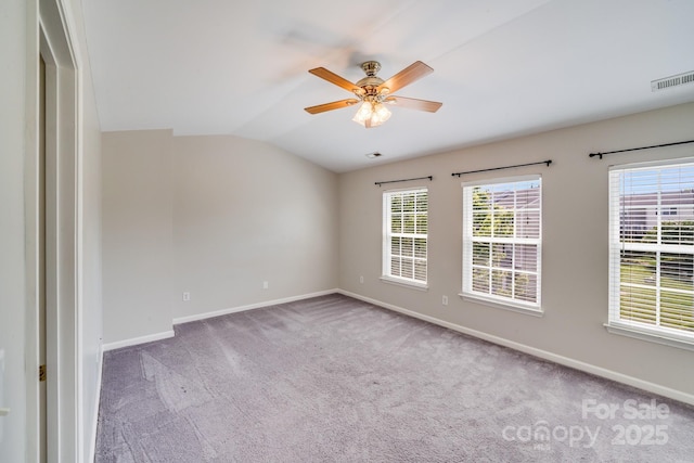 9800 Walkers Glen Dr NW, Concord, NC 28027 - carpeted empty room with lofted ceiling, baseboards, healthy amount of natural light, and a ceiling fan