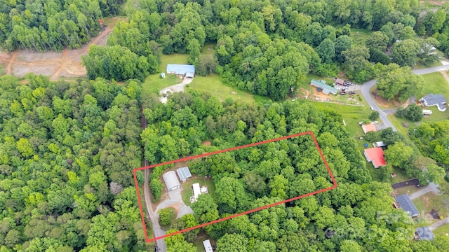 2289 Mccloud St, Denver, NC 28037 - aerial view of property and surrounding area with property parcel outlined and a forest