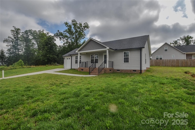 108 Devynne Ct, Salisbury, NC 28146 - view of front of house with crawl space, a garage, driveway, and a shingled roof
