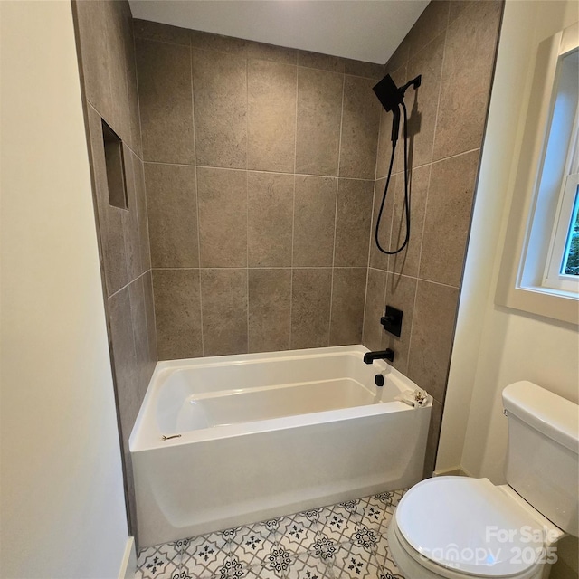 30 Sand Hill Rd, Asheville, NC 28806 - full bath featuring toilet, tile patterned flooring, and tub / shower combination