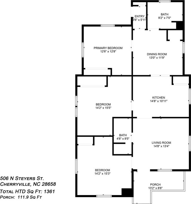 506 N Styers St, Cherryville, NC 28021 - floor plan / room layout