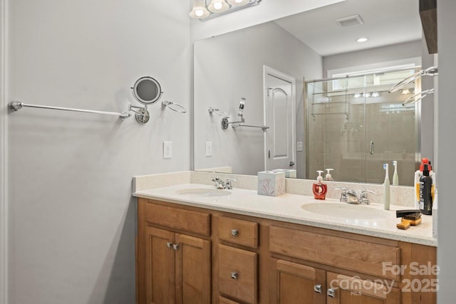 219 Broadleaf Dr, Denver, NC 28037 - bathroom with double vanity and a stall shower